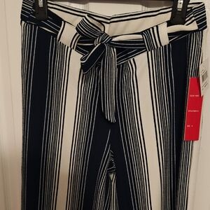 Navy and White Striped Women's Stretch Pants